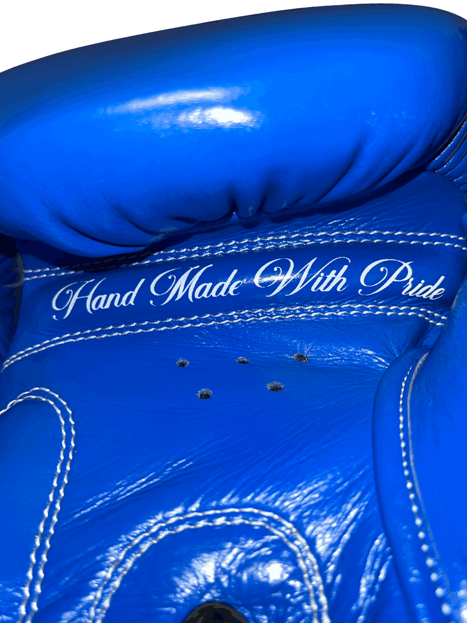 Palm view of ARAYKO training gloves with 'Hand Made With Pride' message, premium stitching, and 5 air vents